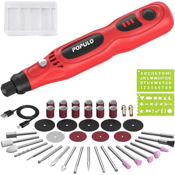 Cordless Mini Rotary Tool Kit - 46pc Accessories, 15000 RPM, USB Charging - Picture 1 of 7
